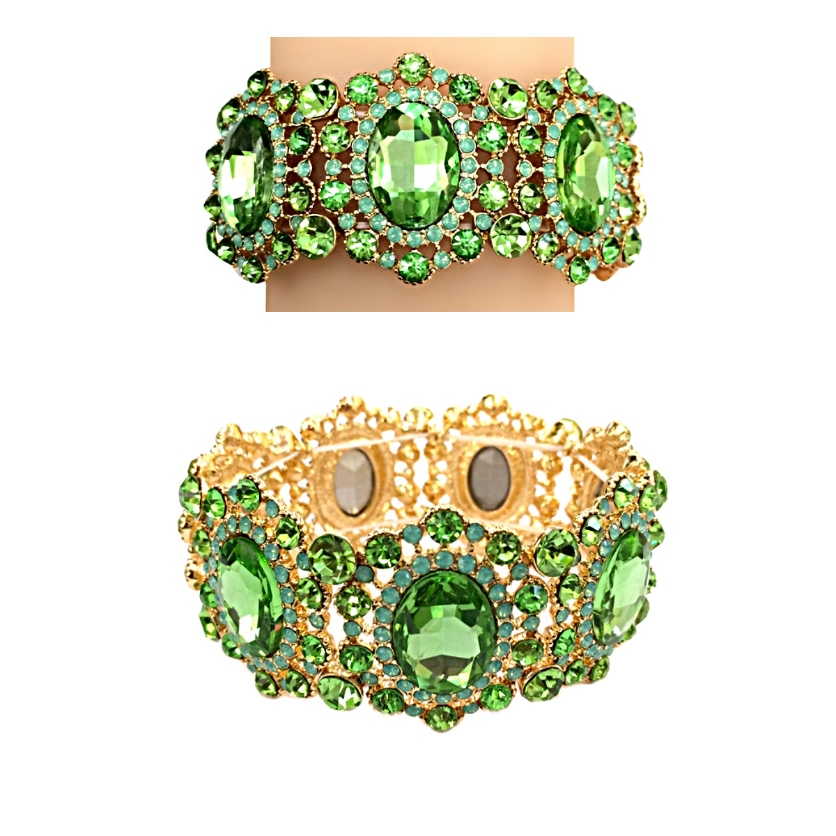 Oval Green Crystal Bracelet