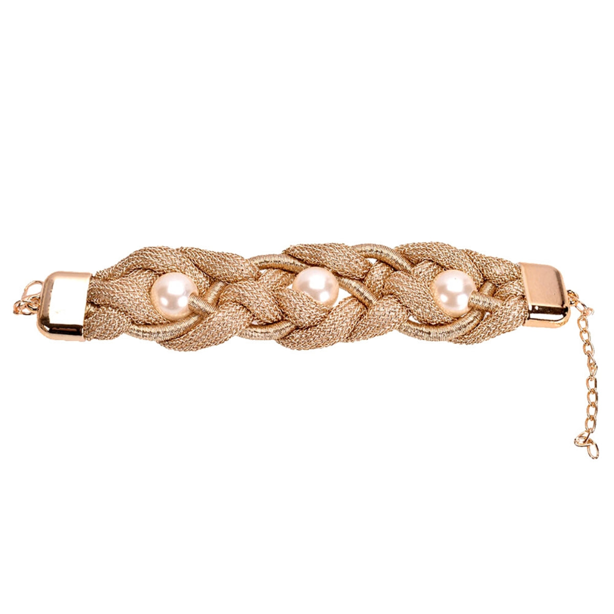 Braided Gold Cord Pearl Bracelet