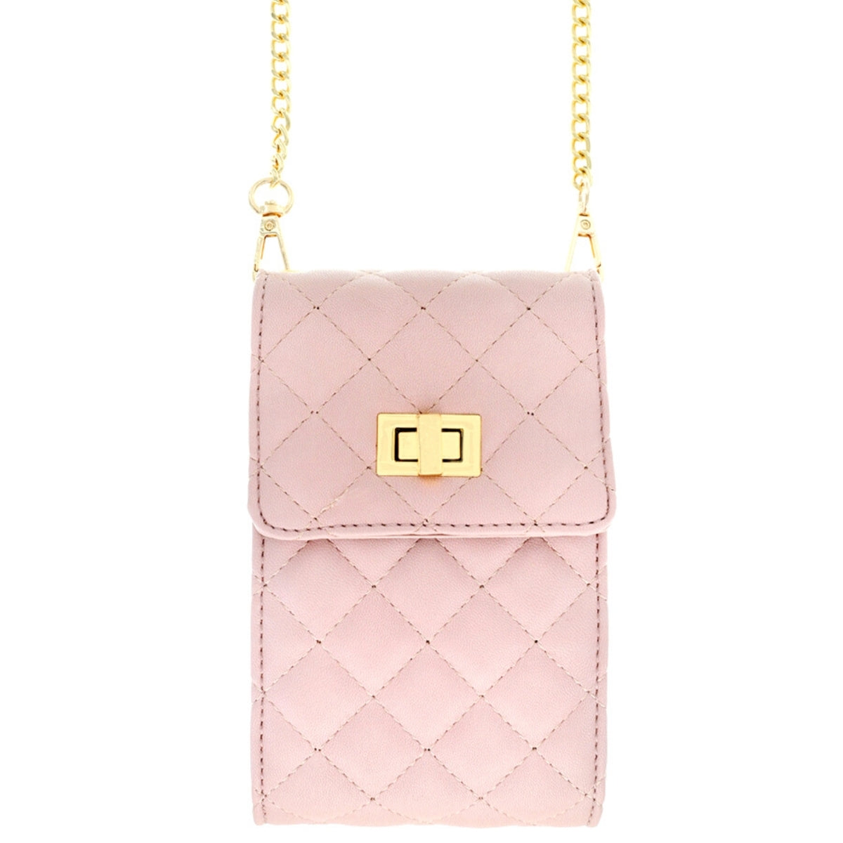 Pink Quilted Cellphone Crossbody