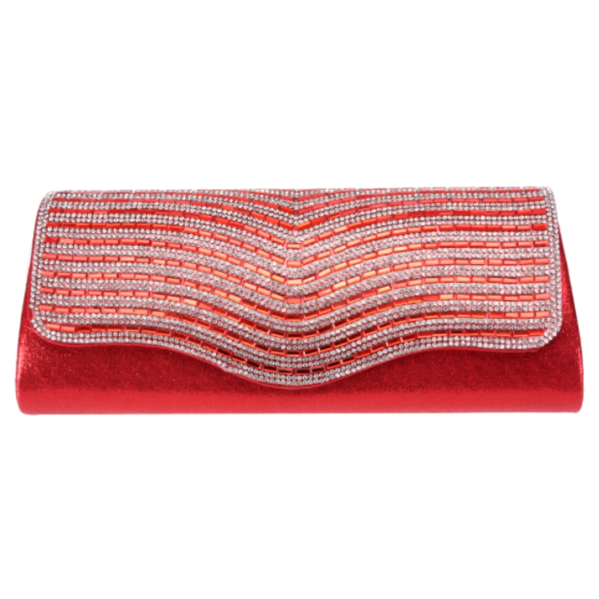 Red Layered Rhinestone Clutch