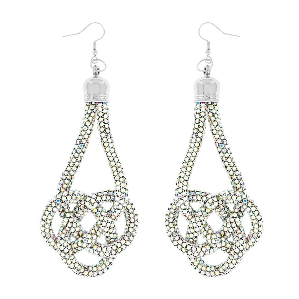 Aurora Borealis Stone Knotted Tube Earrings