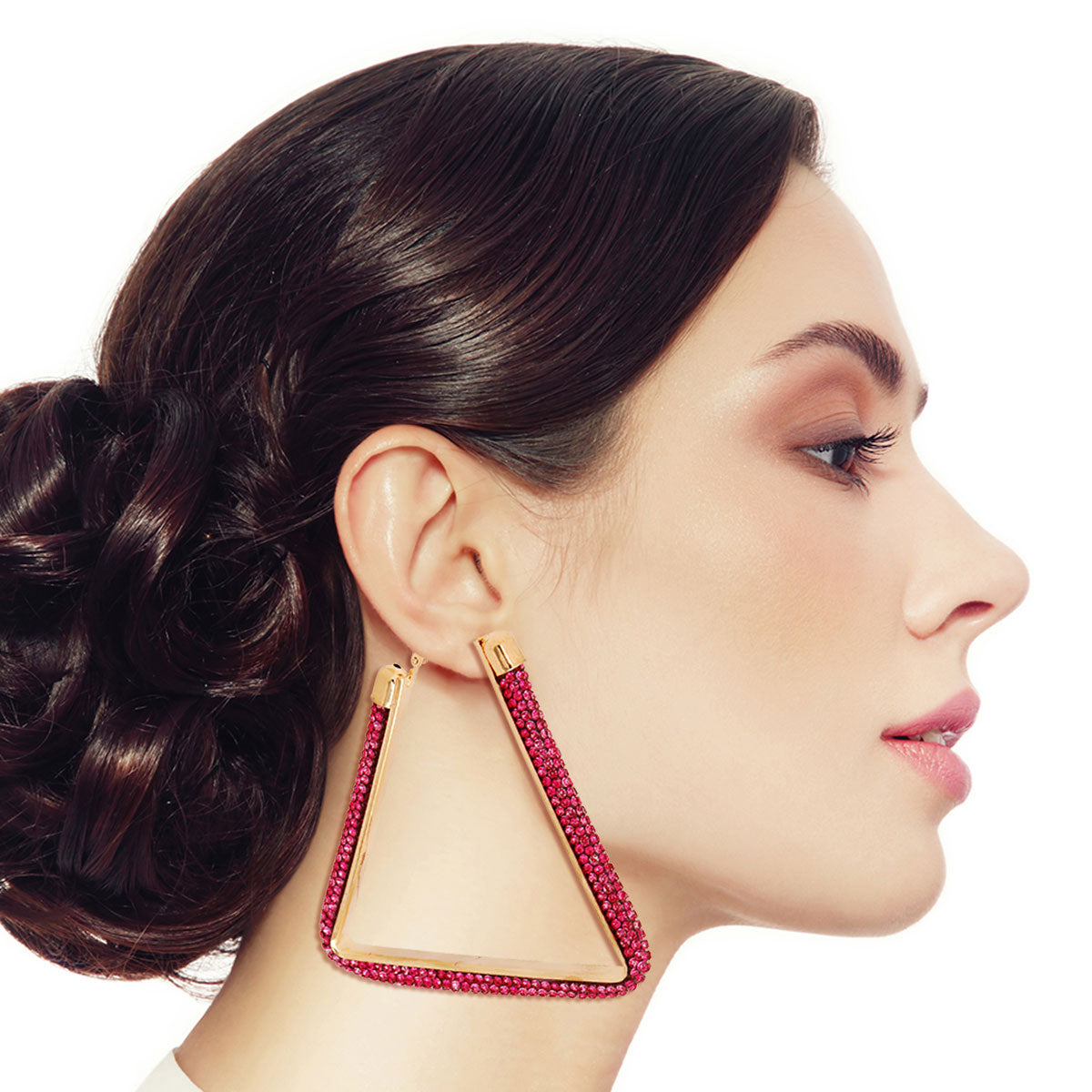 Triangle Tube Fuchsia Hoops