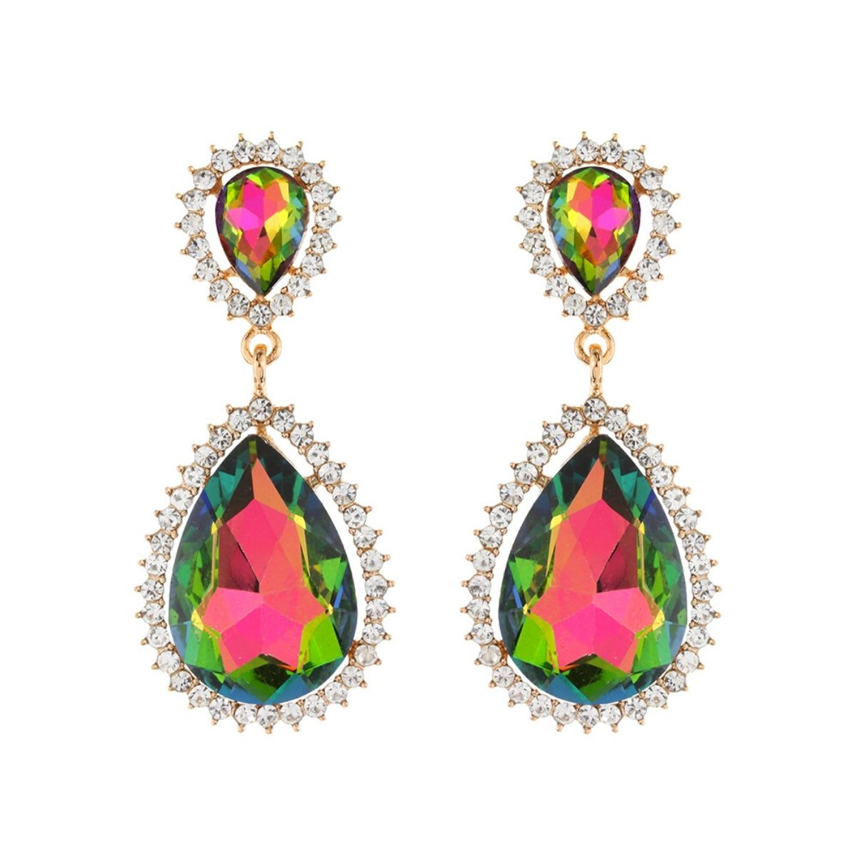 Pink and Green Teardrop Halo Clip Ons