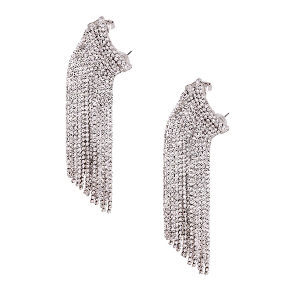 Silver Waterfall Stud and Clip Earrings