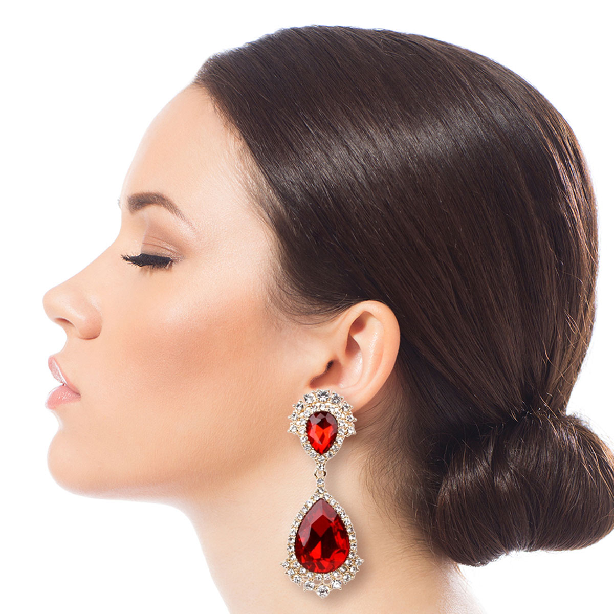 Red Crystal Crown Clip Ons