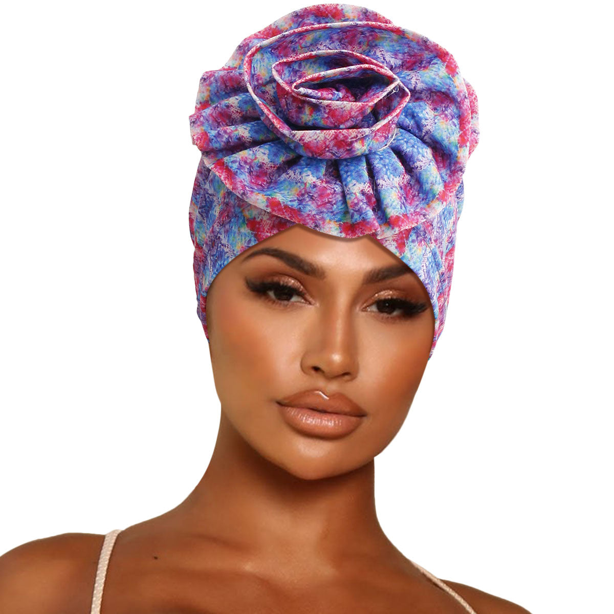 Fuchsia Tie Dye Flower Knot Turban