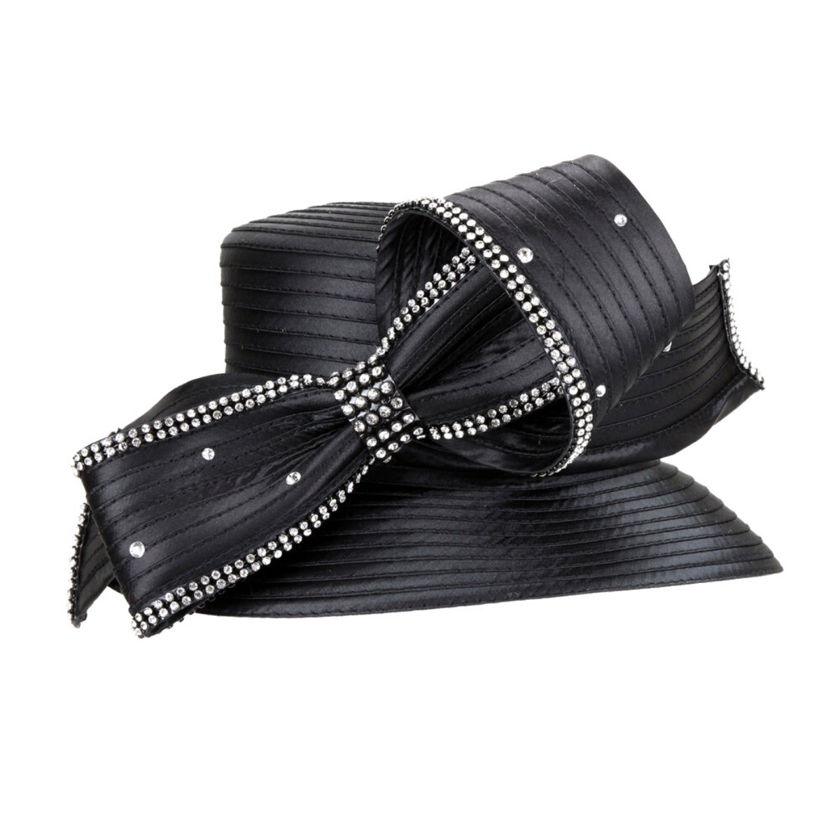 Black Braided Bow Church Hat