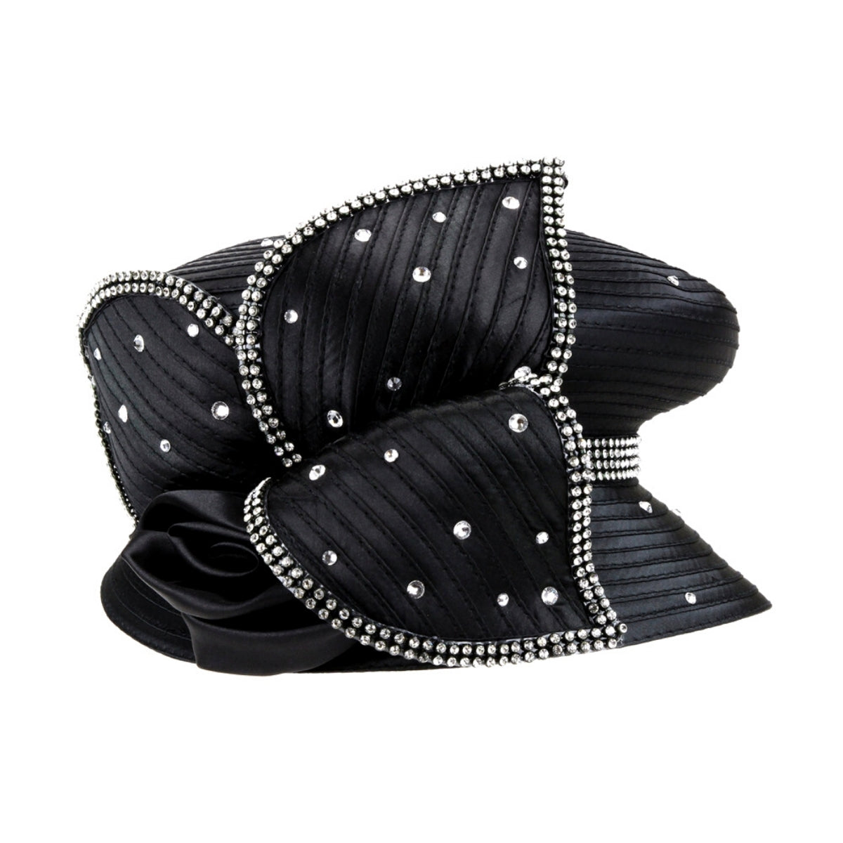 Black Short Brim Petal Church Hat