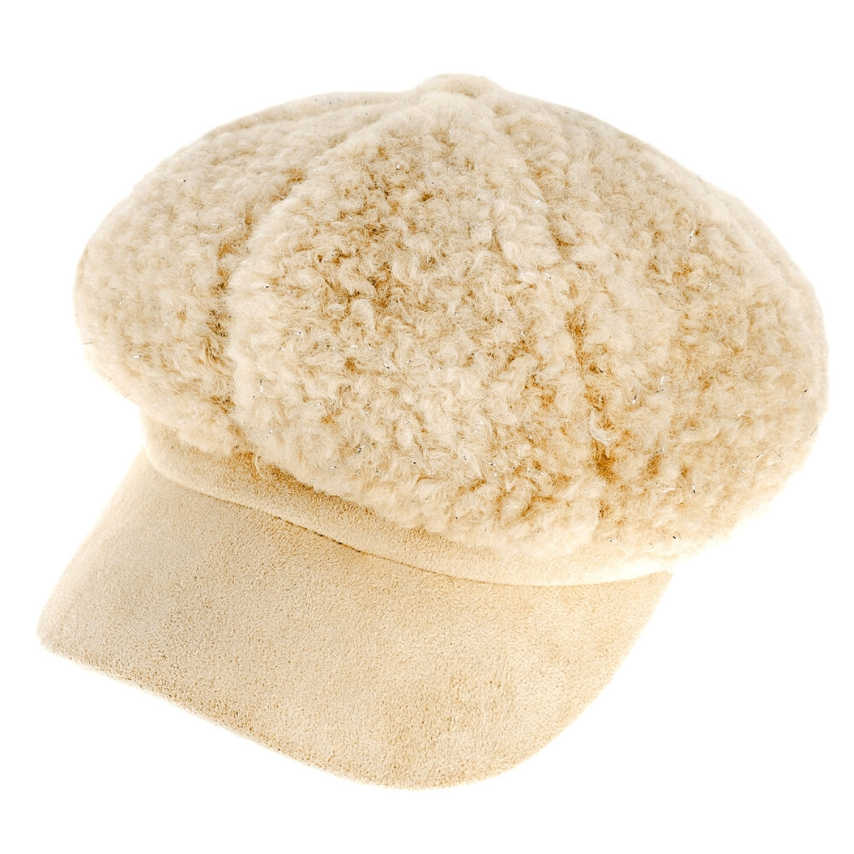 Fluffy Light Brown Winter Newsboy Cap