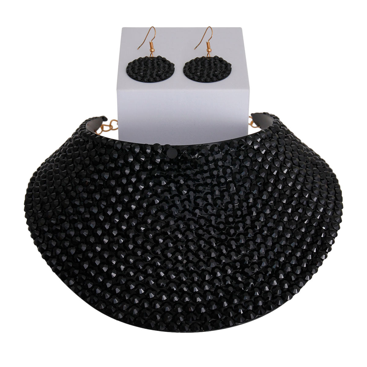 Black Rhinestone Armor Collar Choker Set
