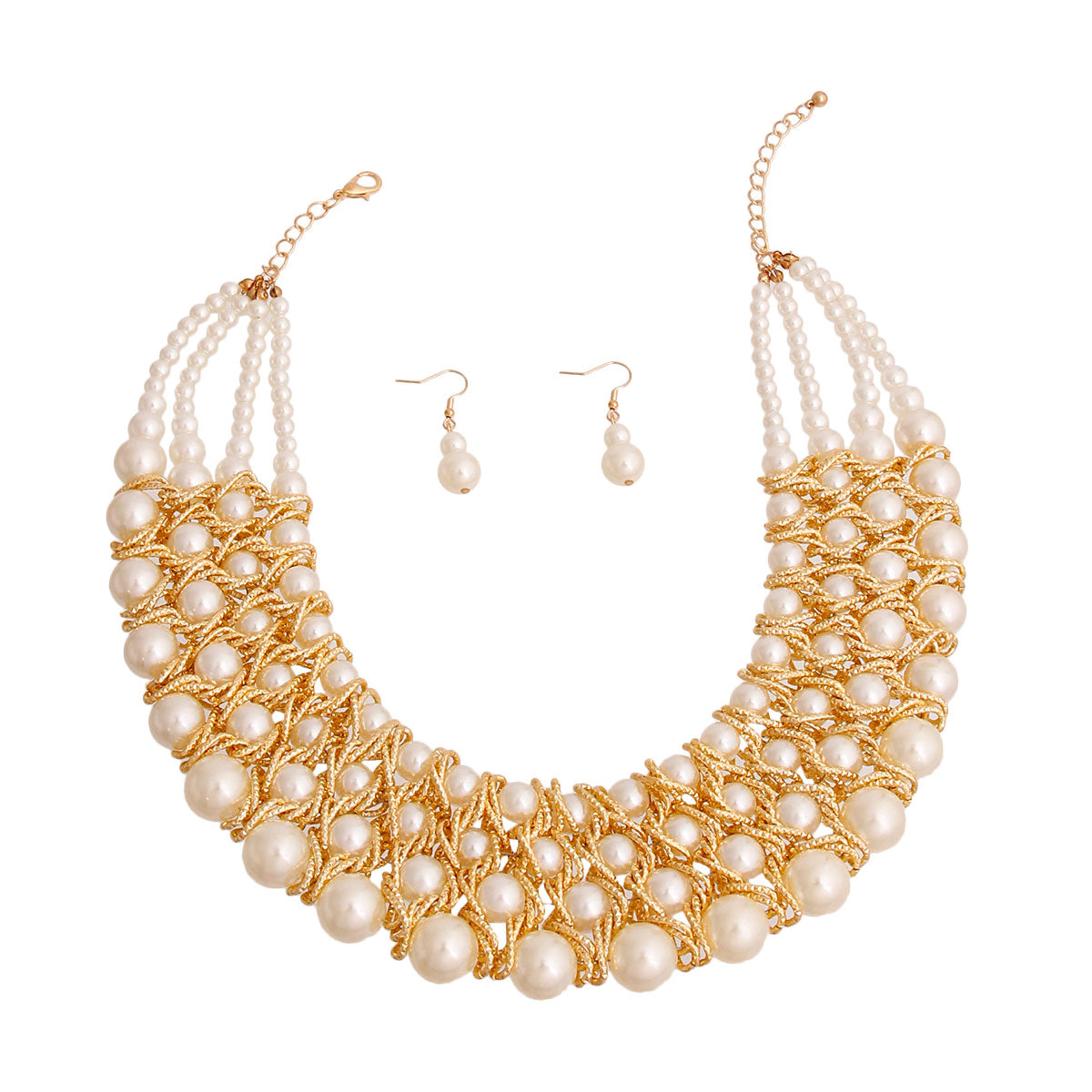 Cream Pearl 4 Row Collar Necklace