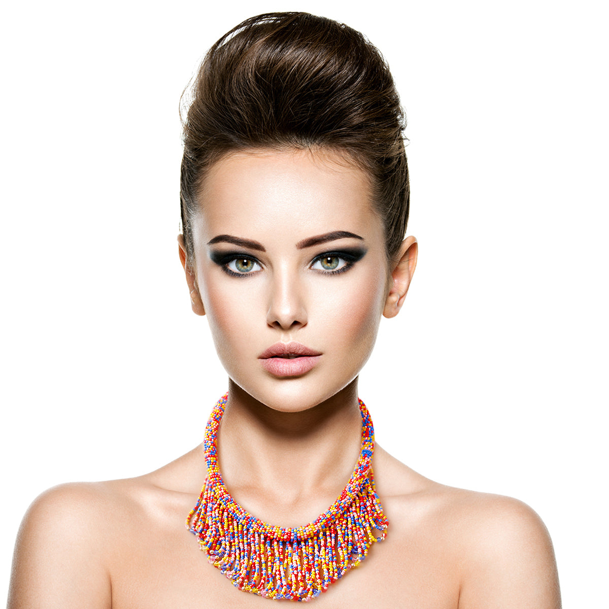 Draped Bead Fringe Necklace Set