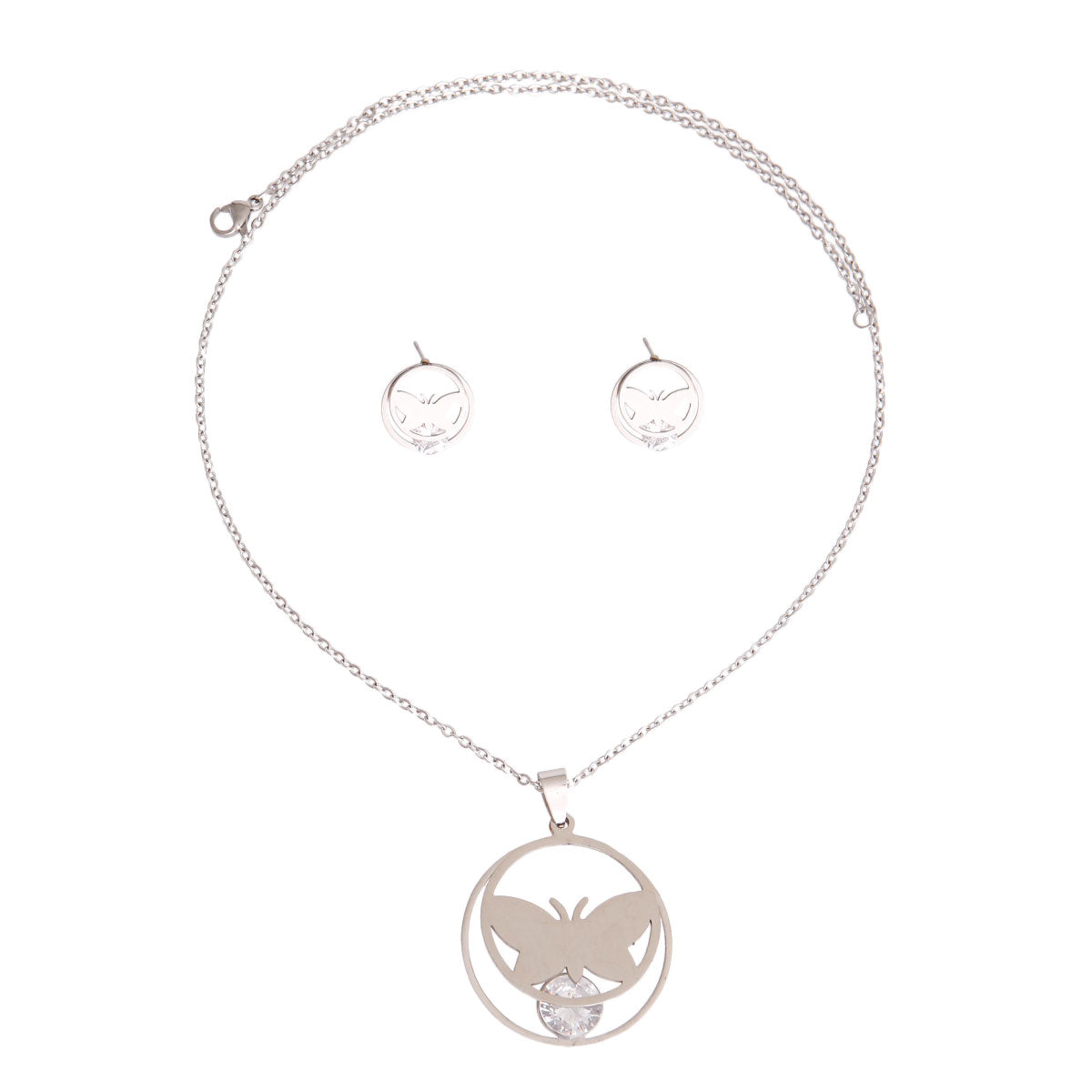 Silver Stainless Steel Butterfly Necklace