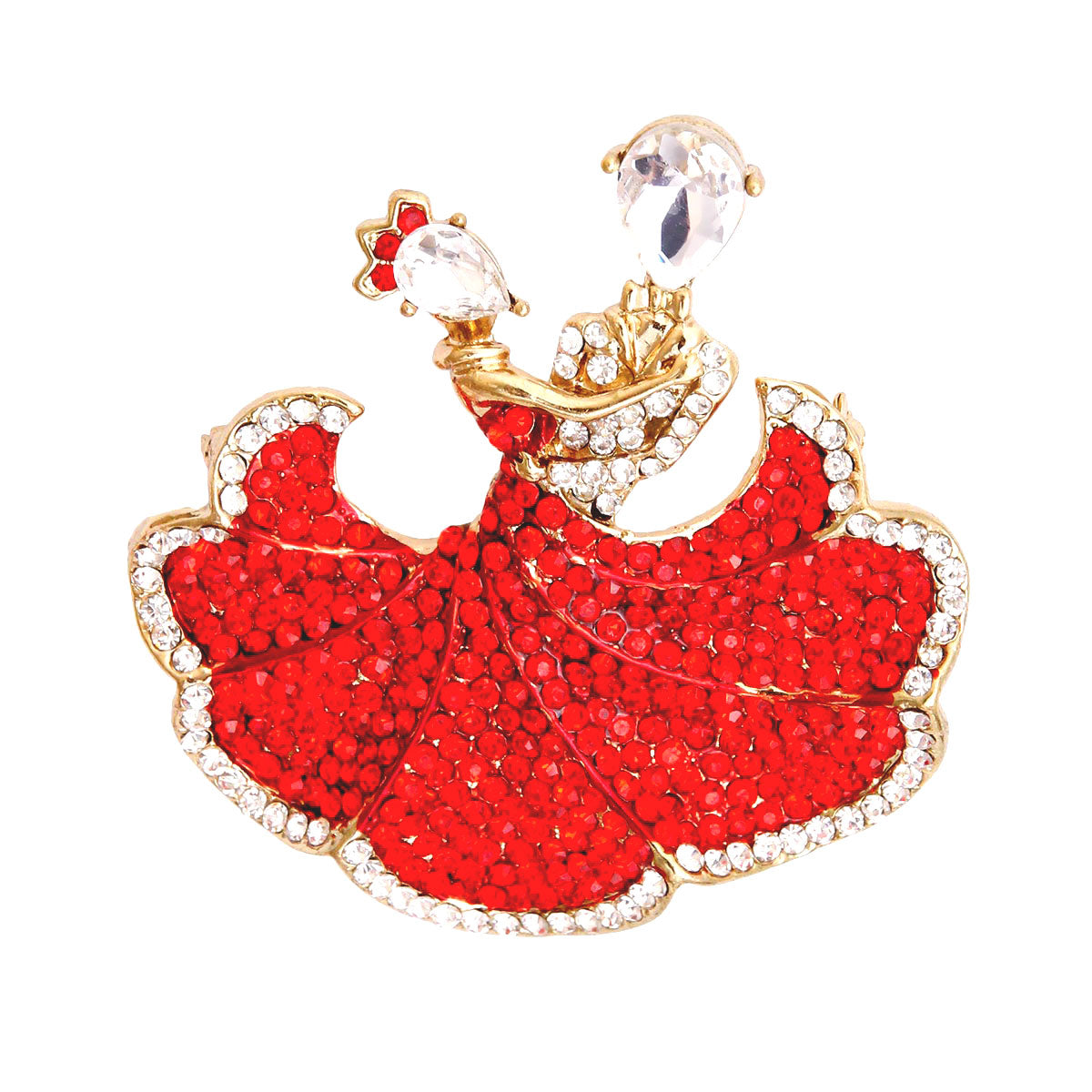 Red Dancing Pair Stone Brooch