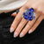 Royal Blue Teardrop Pearl Flower Ring