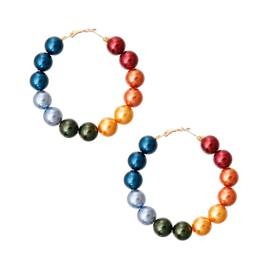 Lrg Multi Color Pearl Hoops