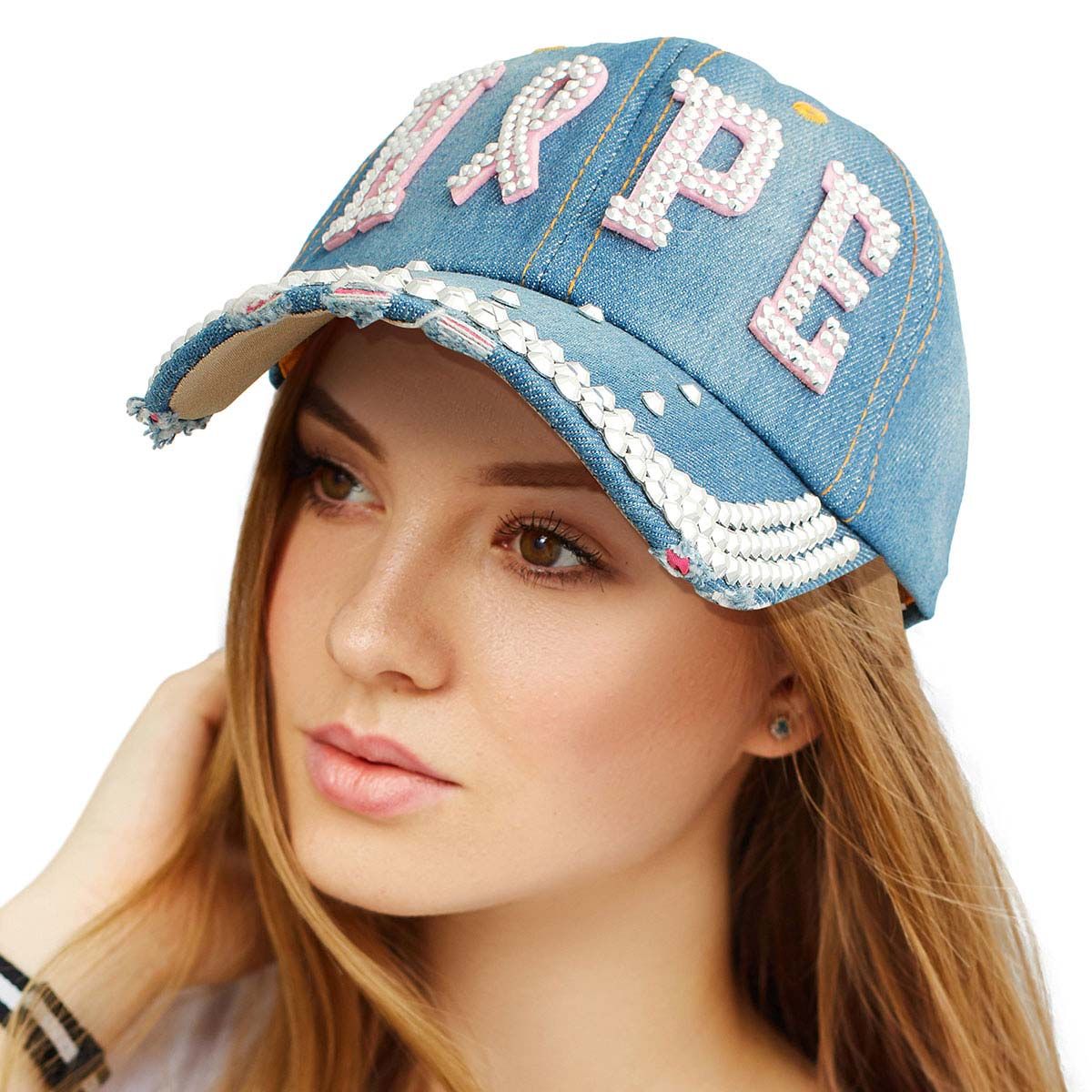 Denim Blue Hope Pink Ribbon Cap