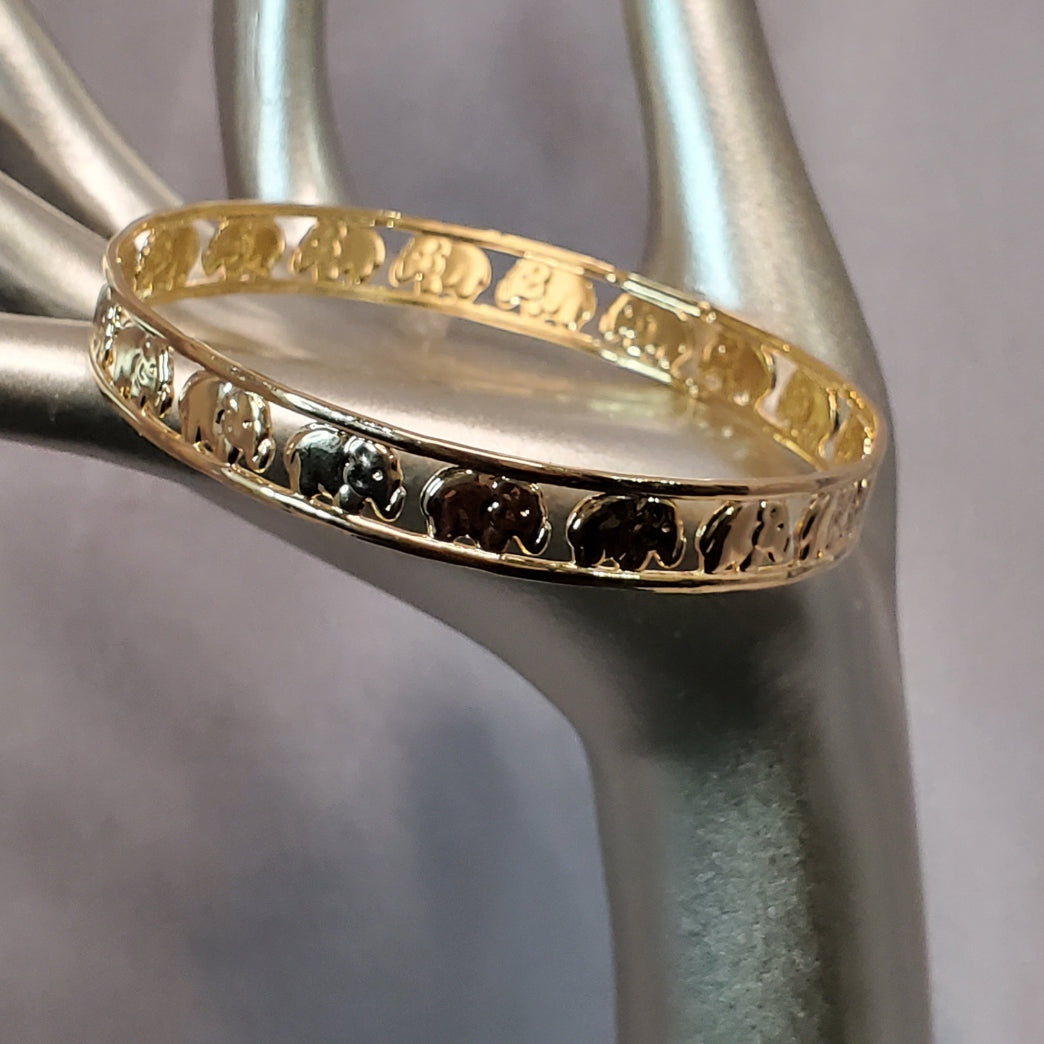 18K GOLD FILLED ELEPHANT BANGLE BRACELET