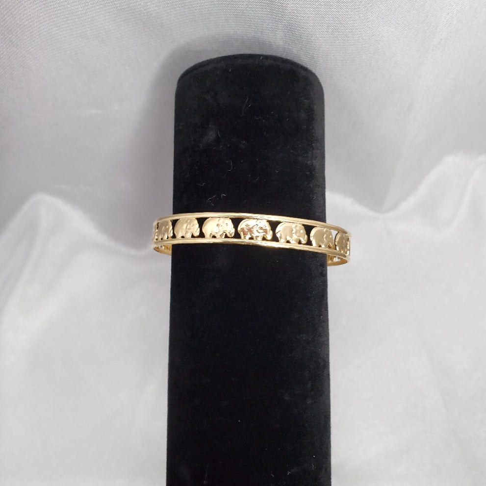 18K GOLD FILLED ELEPHANT BANGLE BRACELET
