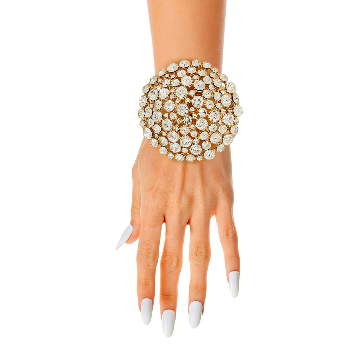 Gold Rhinestone Dome Cluster Cuff