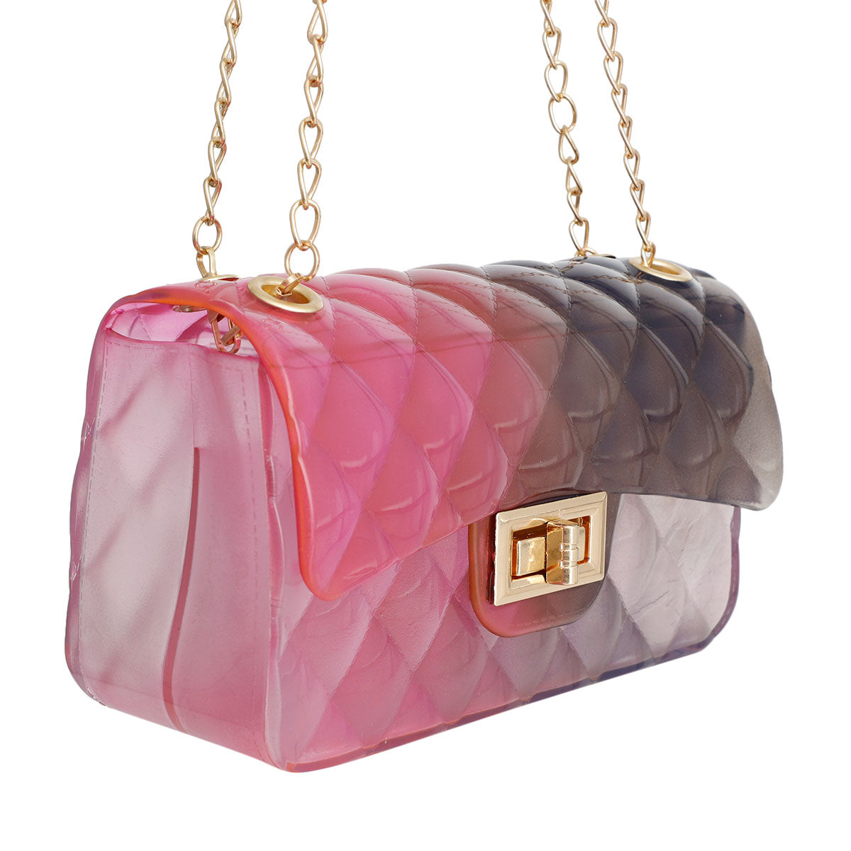 Black Pink Quilted Flap Mini Jelly Bag