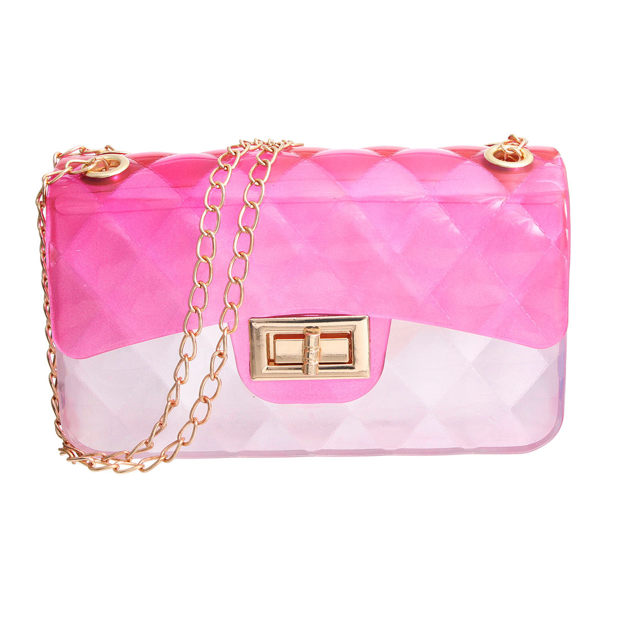 Clear Pink Quilted Flap Mini Jelly Bag