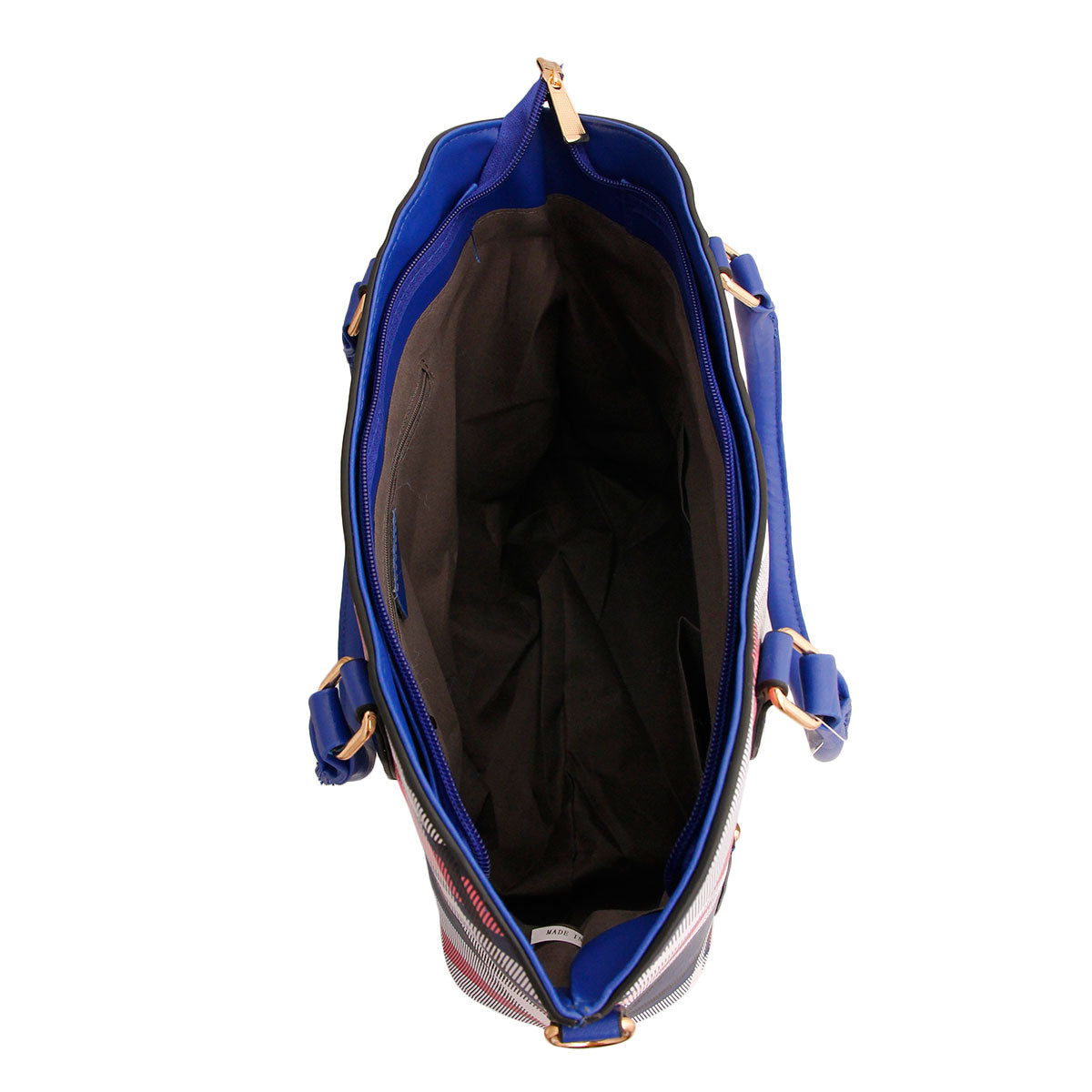 Blue Plaid Pocket Tote Handbag