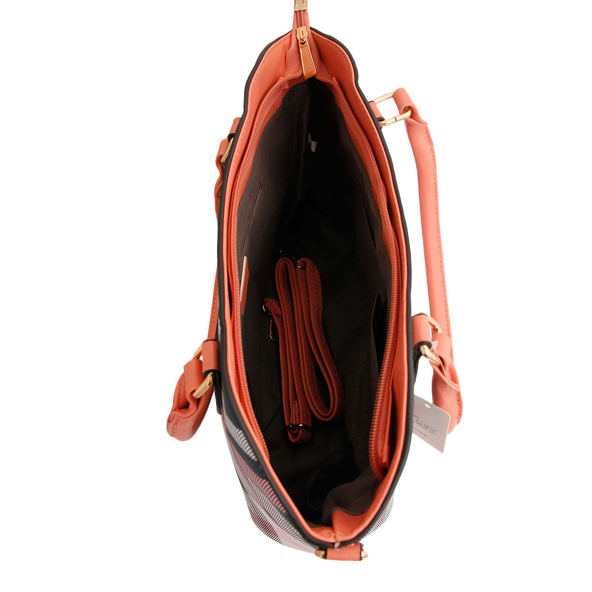 Pink Plaid Pocket Tote Handbag