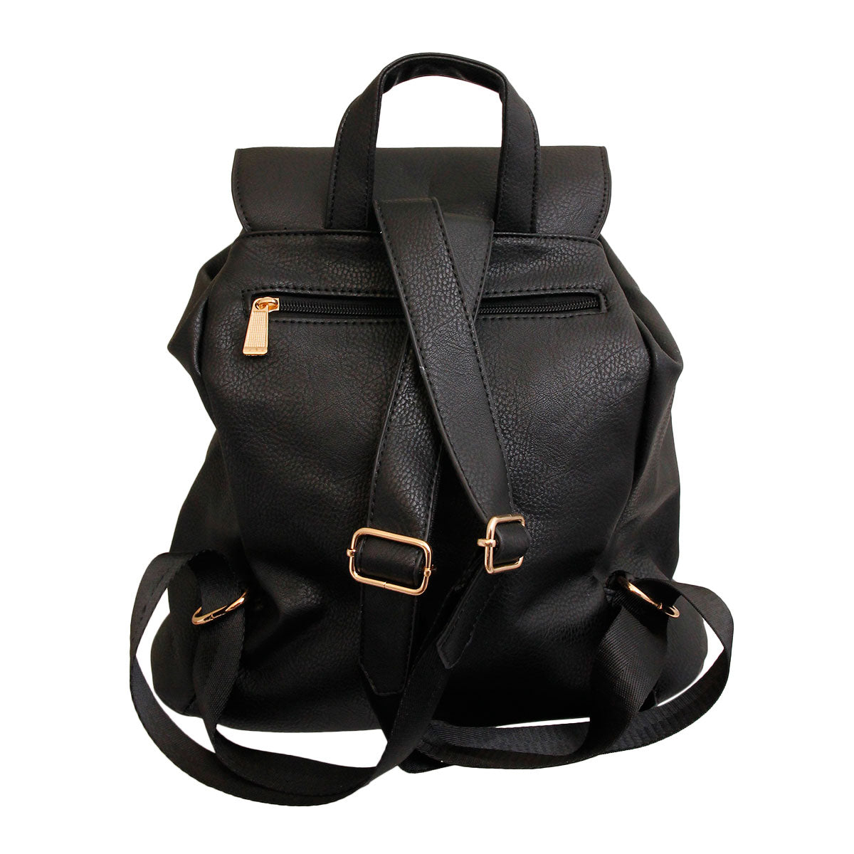 Black Embroidered Flower Backpack