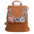 Brown Embroidered Flower Backpack