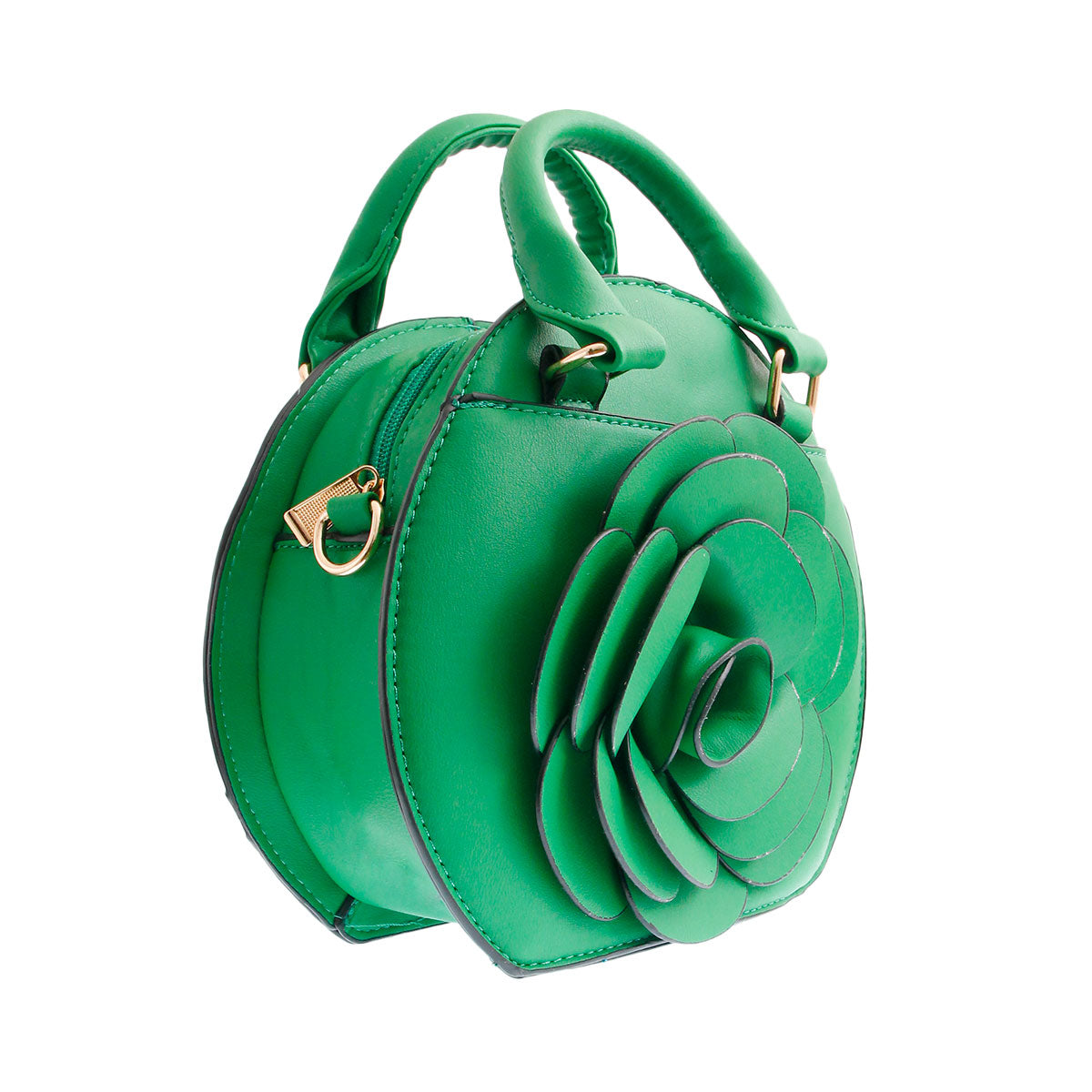 Green Rose Rounded Handbag
