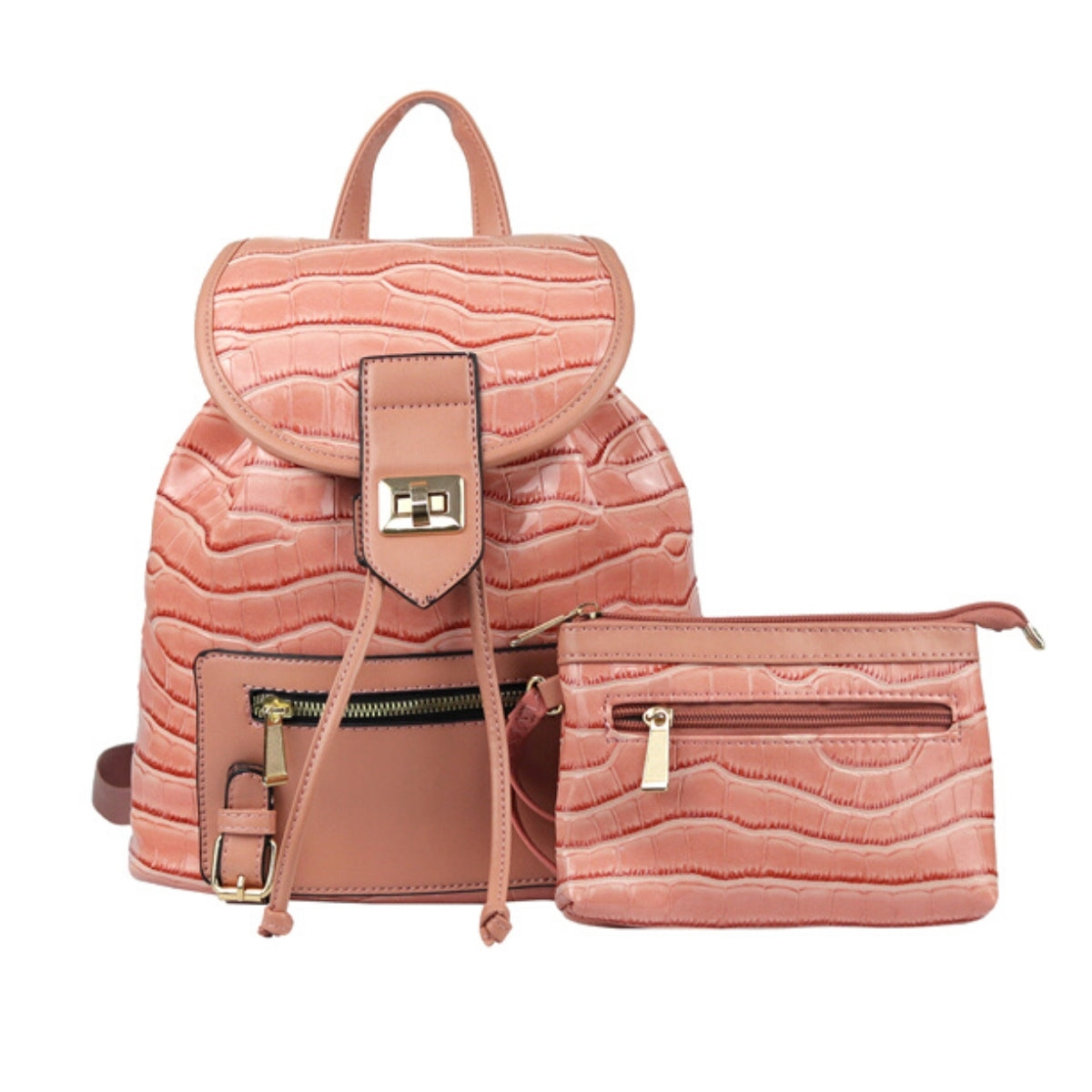 Pink Croc Cinch Backpack Set