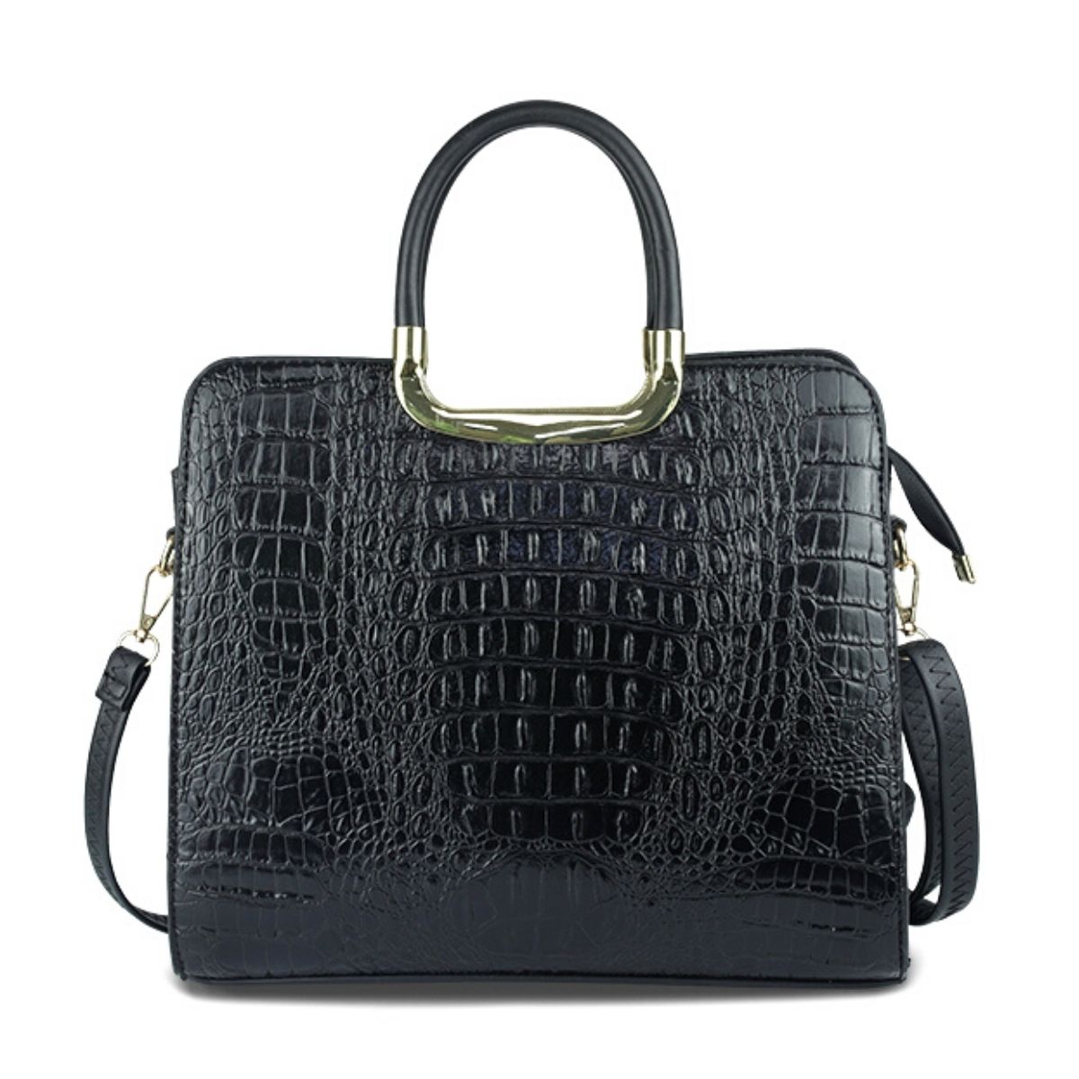 Black Croc Tote Bag