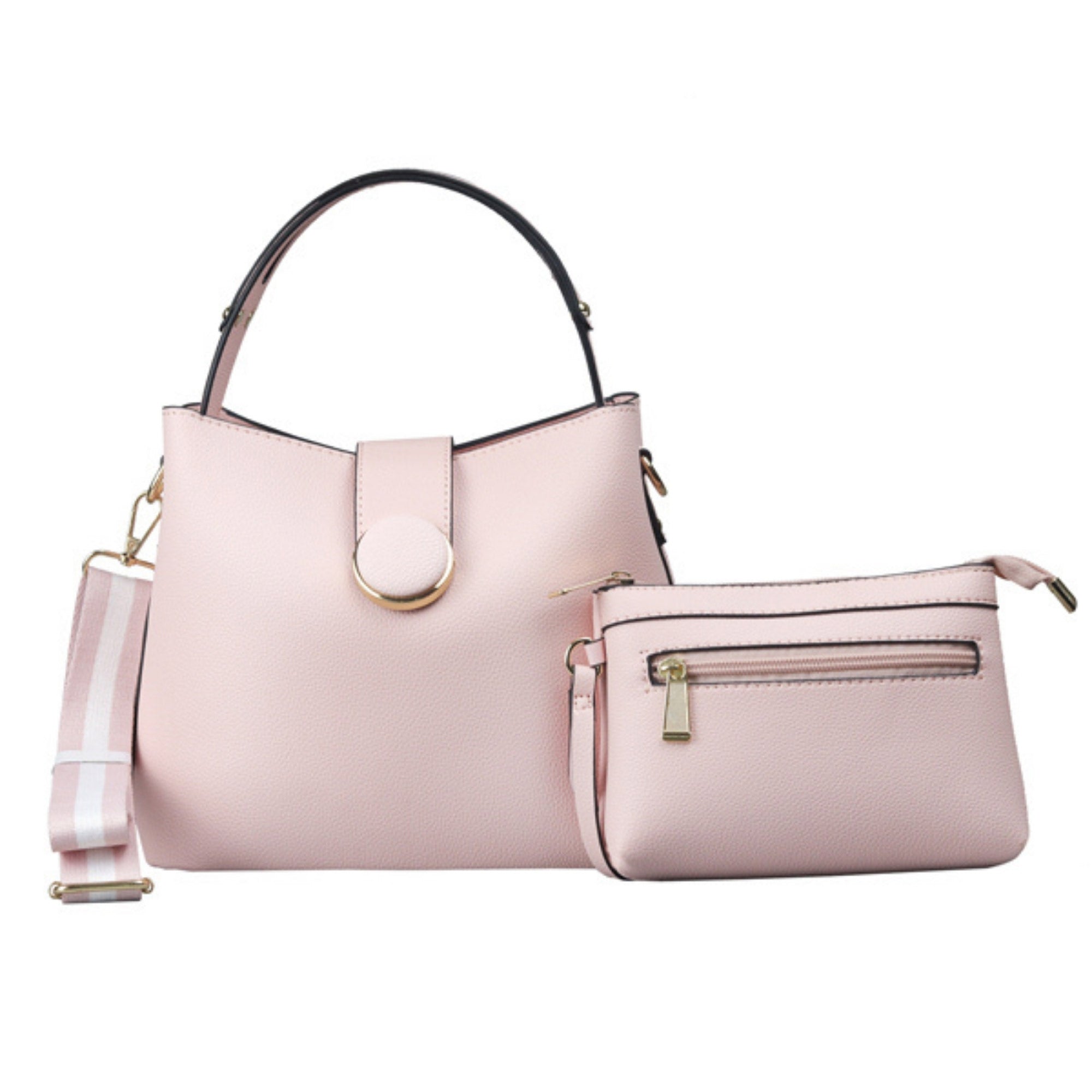 Pink Satchel Canvas Strap Bag Set