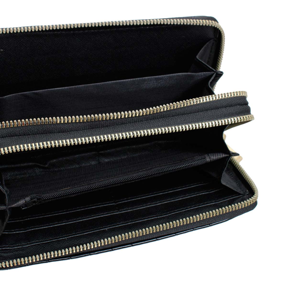 Black Croc Double Zipper Wallet