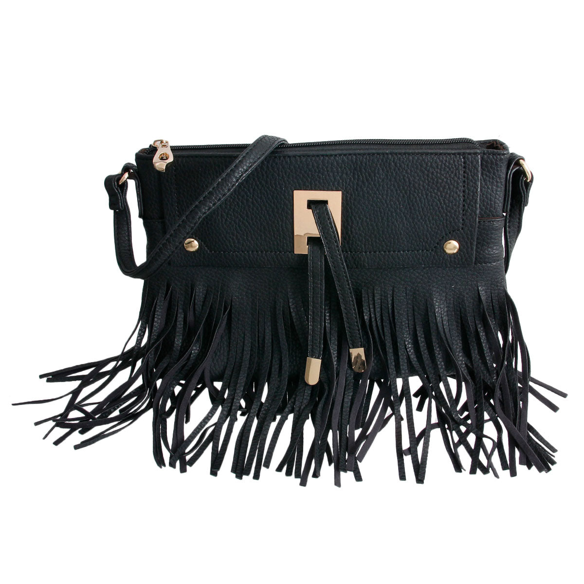 Soft Black Fringe Crossbody Bag