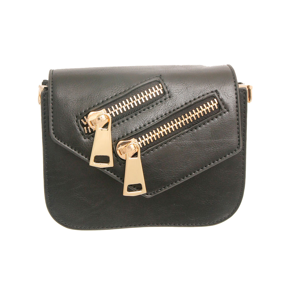 Black Leather Saddle Crossbody