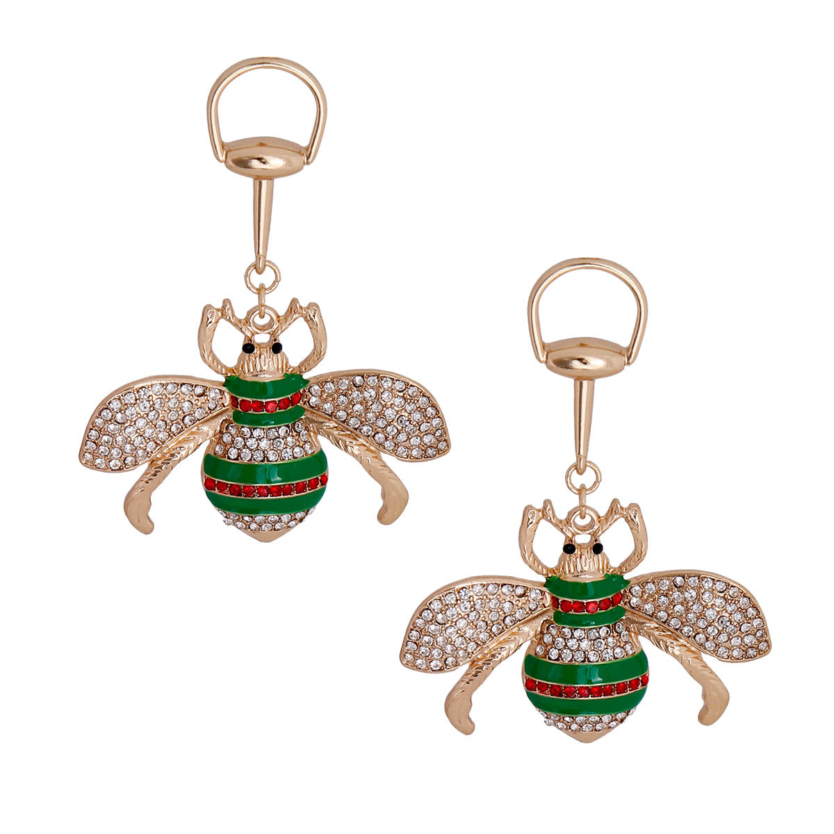 Horsebit Green Bee Earrings