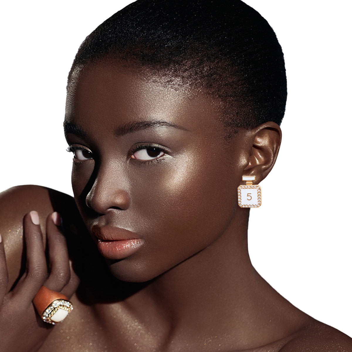 Gold White 3pcs Flower Designer Studs