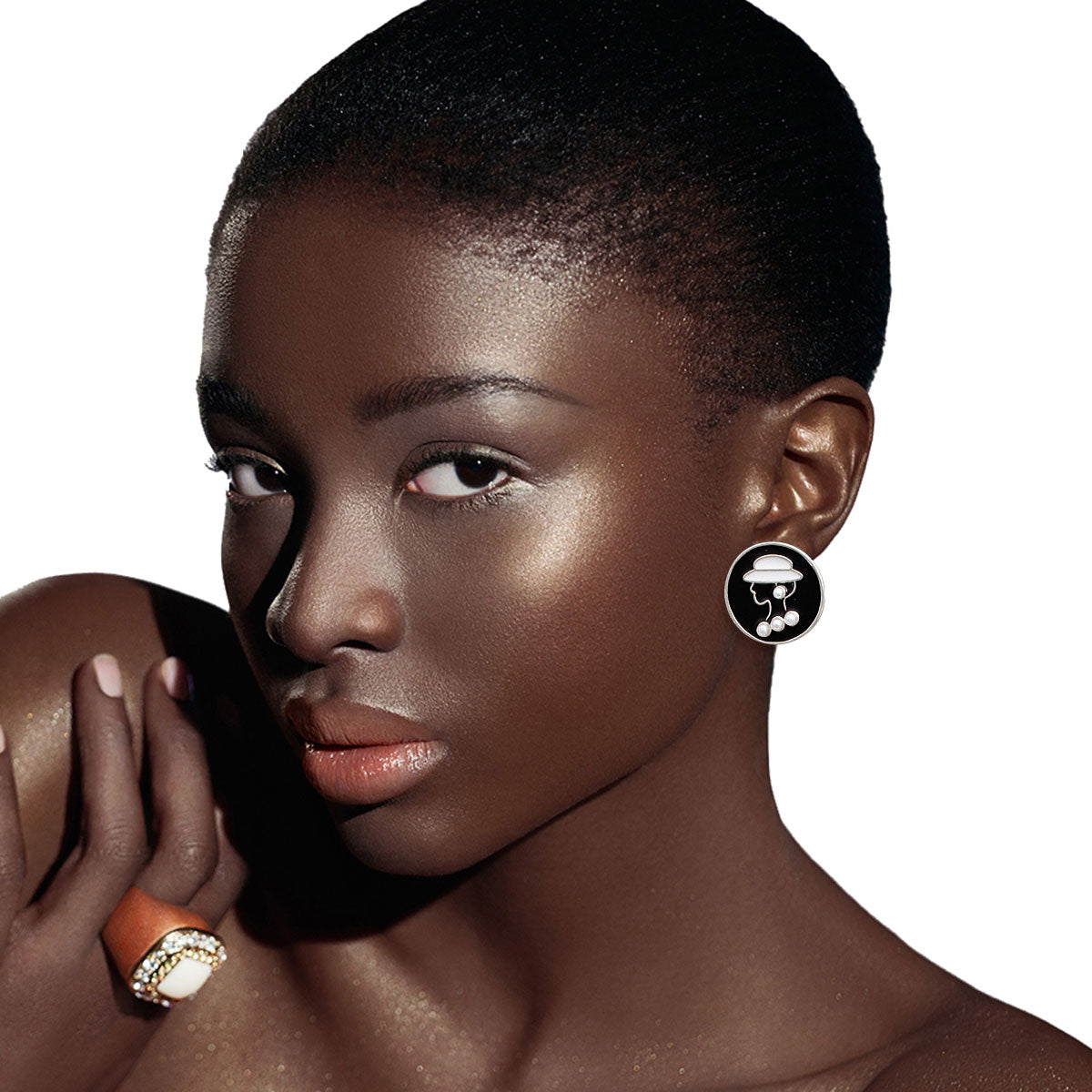 Silver Black 3pcs Silhouette Designer Studs