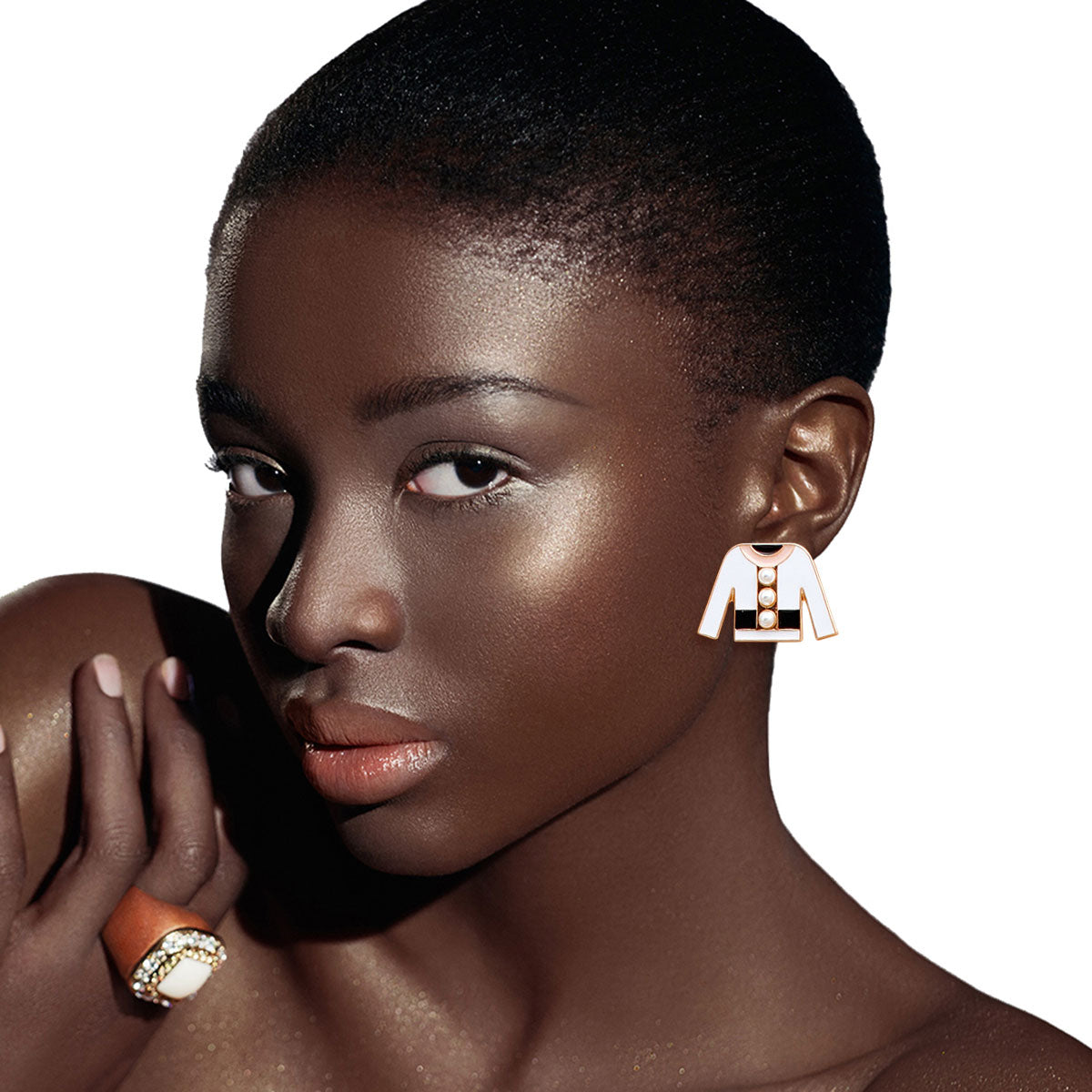 Gold White 3pcs Sweater Designer Studs