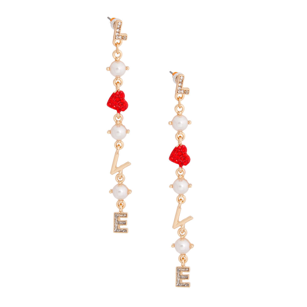 LOVE Pearl Heart Gold Earrings