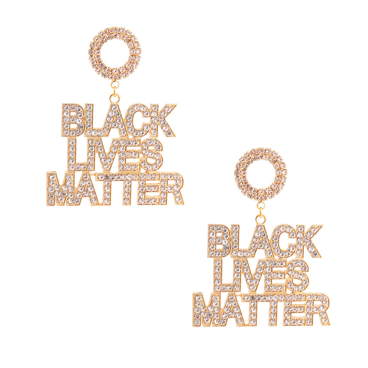 BLACK LIVES MATTER Gold Sparkle Earrings