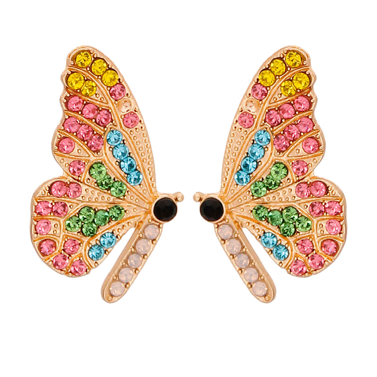 Pink Rhinestone Butterfly Studs