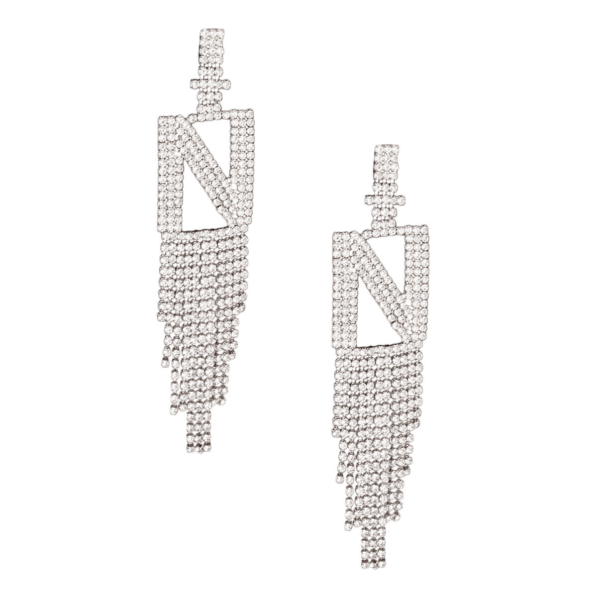 N Rhinestone Fringe Earrings