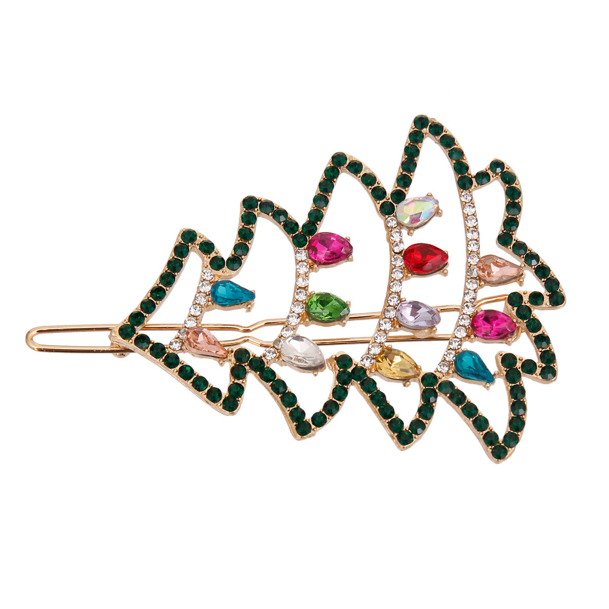 Gold Sparkle Christmas Tree Hair Pin