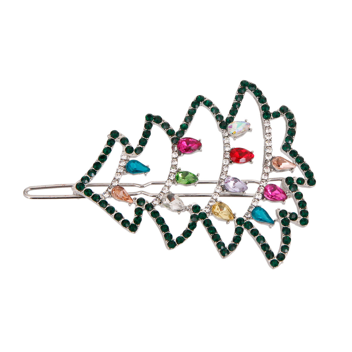 Silver Sparkle Christmas Tree Hair Pin