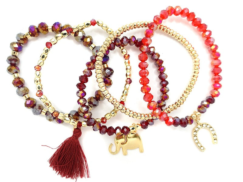 Red gold stretch bracelets