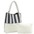 White Denim Stripe Handbag Set