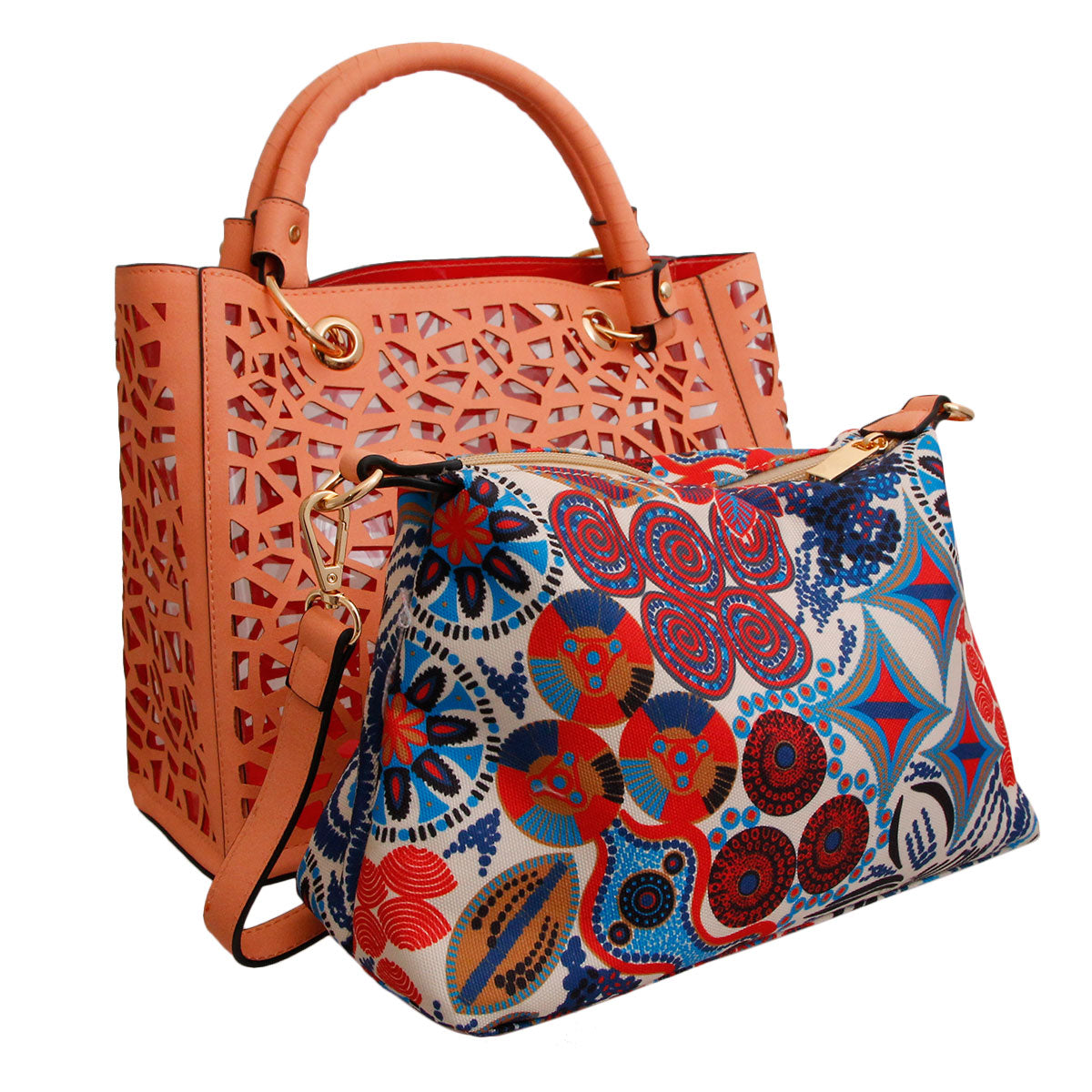 Coral Laser Cut Tote Bag Set